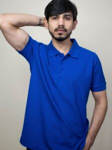 Dark blue pique polo tshirt