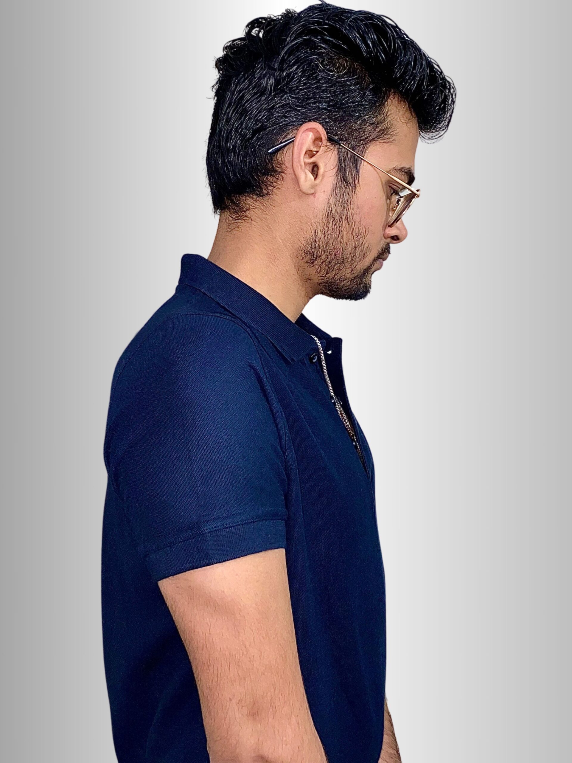 Navy Blue Solid Pique Polo T-Shirt | 280 GSM - Doods